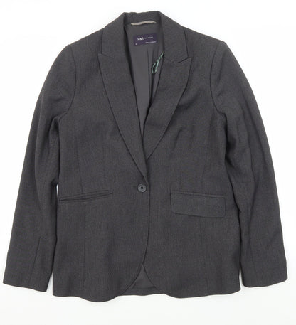 Marks and Spencer Women's Grey Blazer, Size 12, Single-Breasted