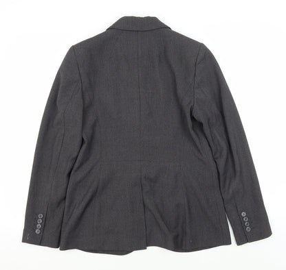 Marks and Spencer Women's Grey Blazer, Size 12, Single-Breasted