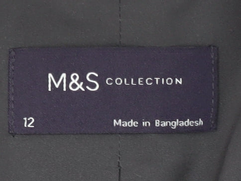 Marks and Spencer Women's Grey Blazer, Size 12, Single-Breasted