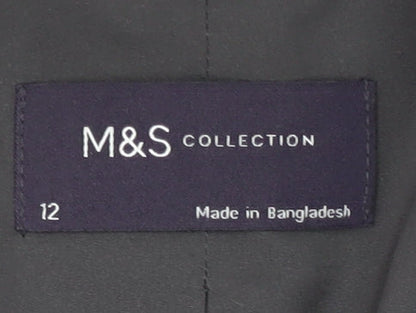 Marks and Spencer Women's Grey Blazer, Size 12, Single-Breasted