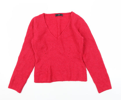 Womens UK Size S MNG Red Pullover Jumper