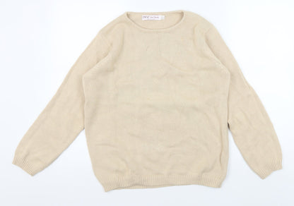 EWM Women's Beige Cotton Crew Neck Pullover Jumper S