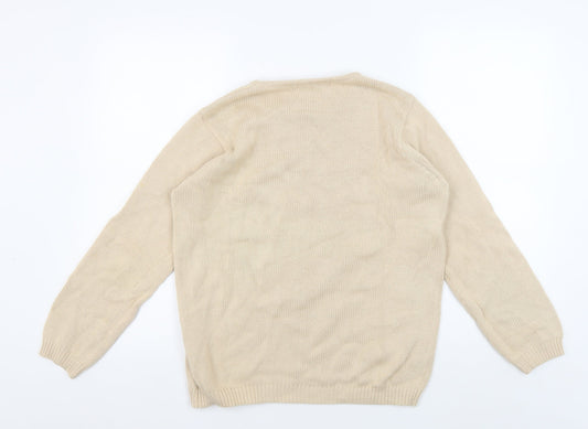 EWM Women's Beige Cotton Crew Neck Pullover Jumper S