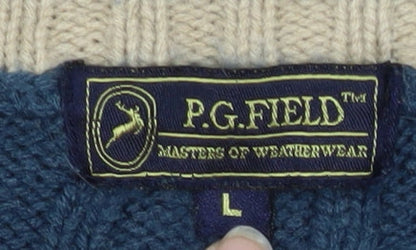P.G. Field Men's Blue Acrylic Pullover Jumper, L