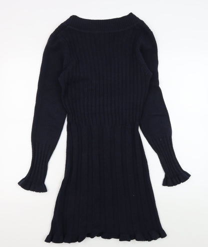 La Mode Women's Black V-Neck Knit Dress L/XL