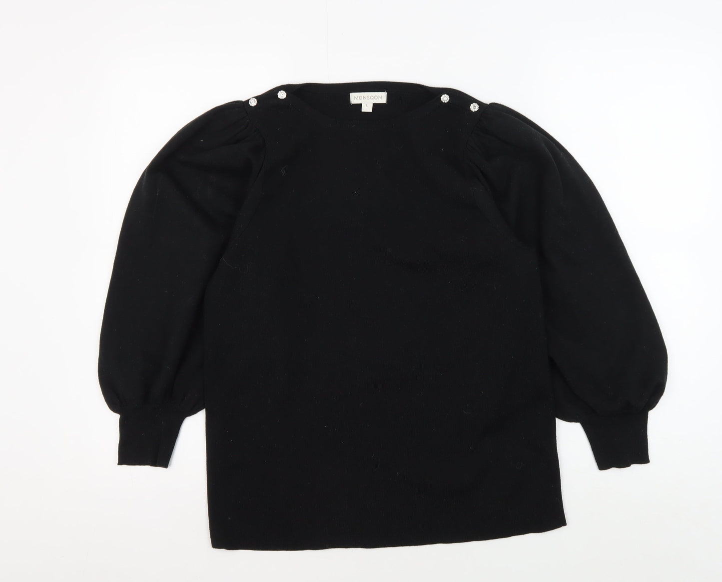 Womens UK Size L Monsoon Black Pullover Jumper