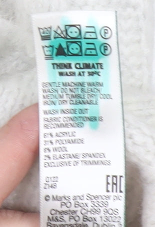 Marks and Spencer Men's Ivory Full Zip Cable-Knit Jumper, M