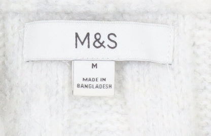 Marks and Spencer Men's Ivory Full Zip Cable-Knit Jumper, M