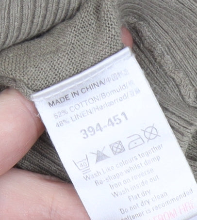 Next Men's Brown Linen Blend Polo Shirt S