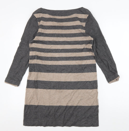 M&Co Women's Grey Striped Knit Dress Size 10