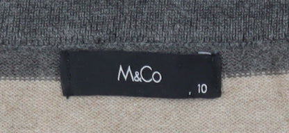 M&Co Women's Grey Striped Knit Dress Size 10
