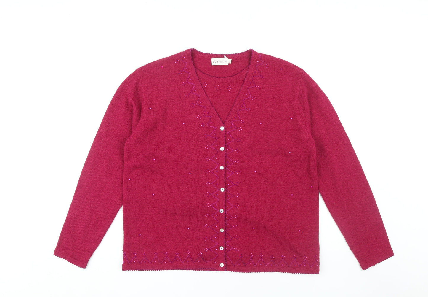 Womens UK Size L Bonmarché Red Cardigan Jumper