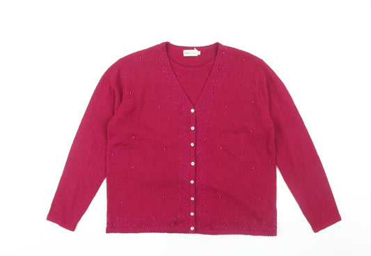 Womens UK Size L Bonmarché Red Cardigan Jumper
