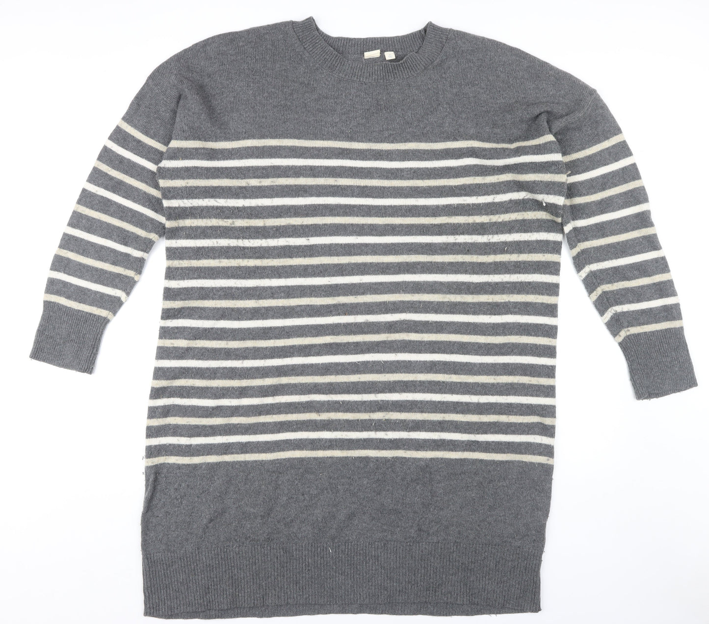 GAP Women's Grey Striped Pullover Jumper XL