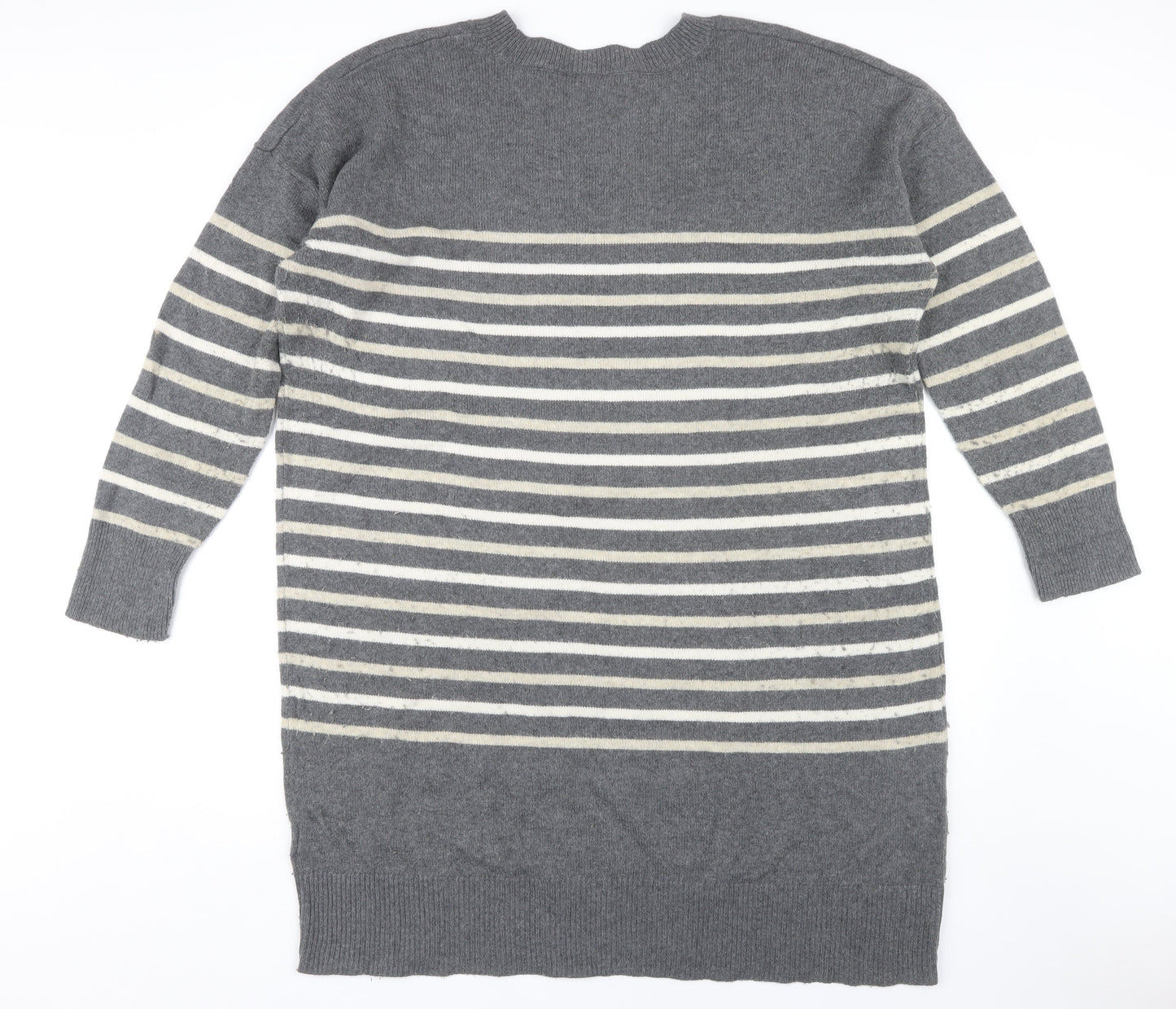 GAP Women's Grey Striped Pullover Jumper XL