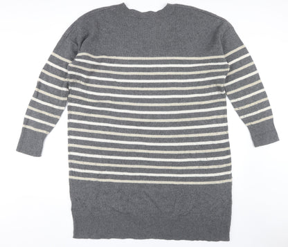 GAP Women's Grey Striped Pullover Jumper XL