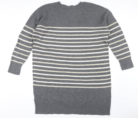 GAP Women's Grey Striped Pullover Jumper XL