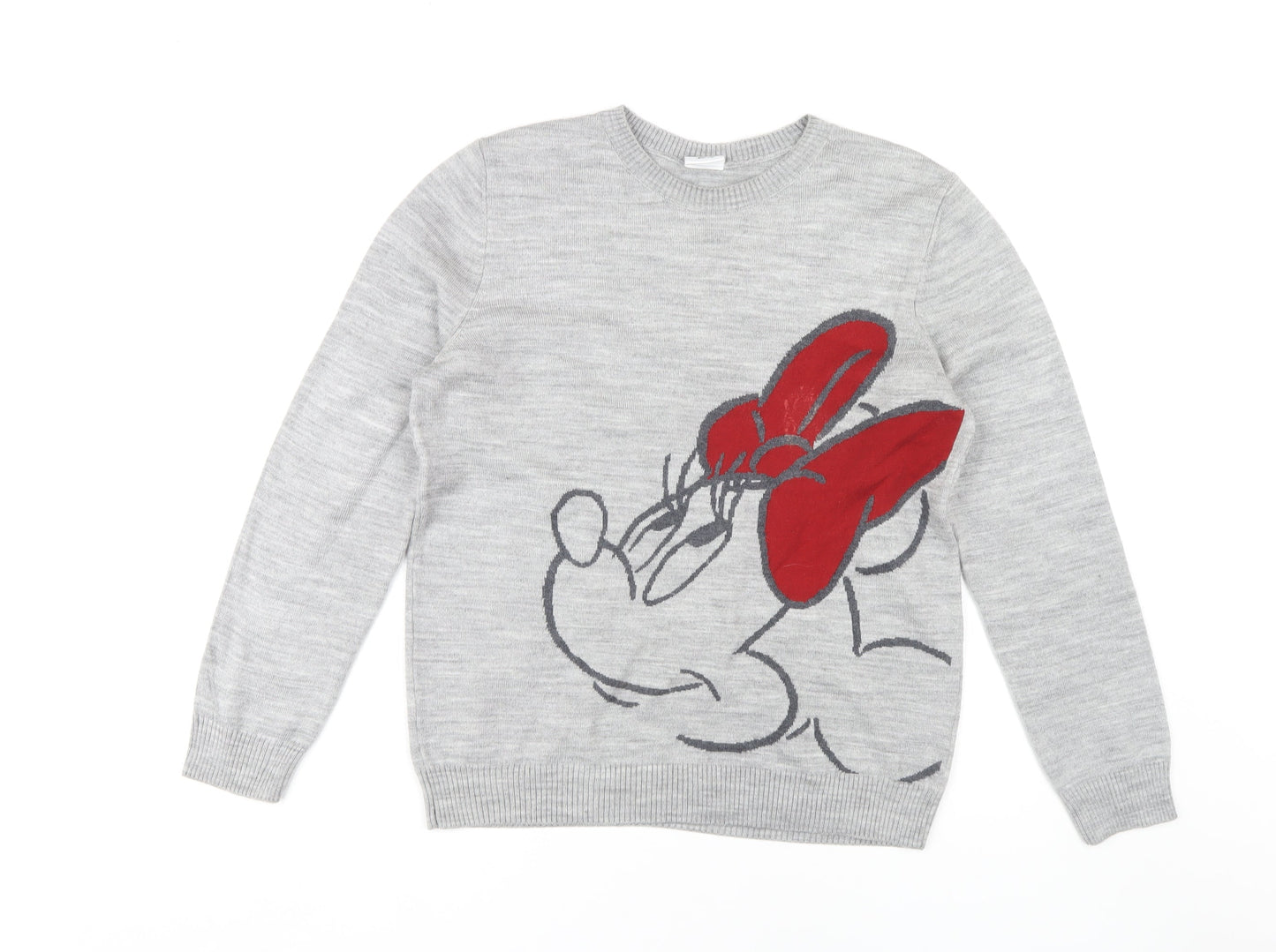 Disney Women's Grey Minnie Mouse Jumper Pullover Size 12