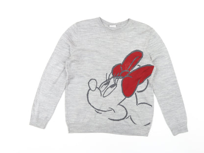 Disney Women's Grey Minnie Mouse Jumper Pullover Size 12