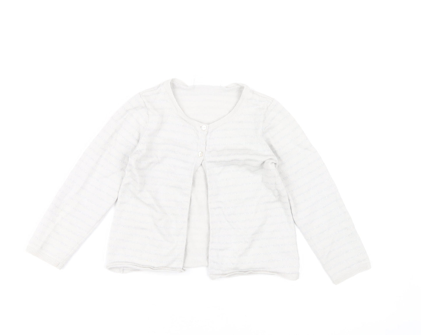 The Little White Co Girls White Cardigan 4-5 Years, Button Accent