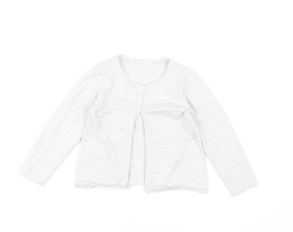 The Little White Co Girls White Cardigan 4-5 Years, Button Accent