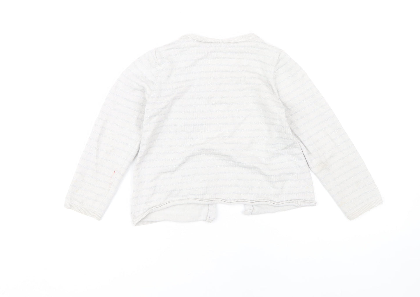 The Little White Co Girls White Cardigan 4-5 Years, Button Accent