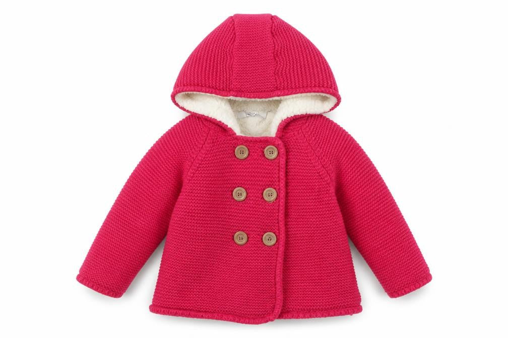 Front view of Marks & Spencer Red Cotton Hooded Coat 18-24M unisex winter