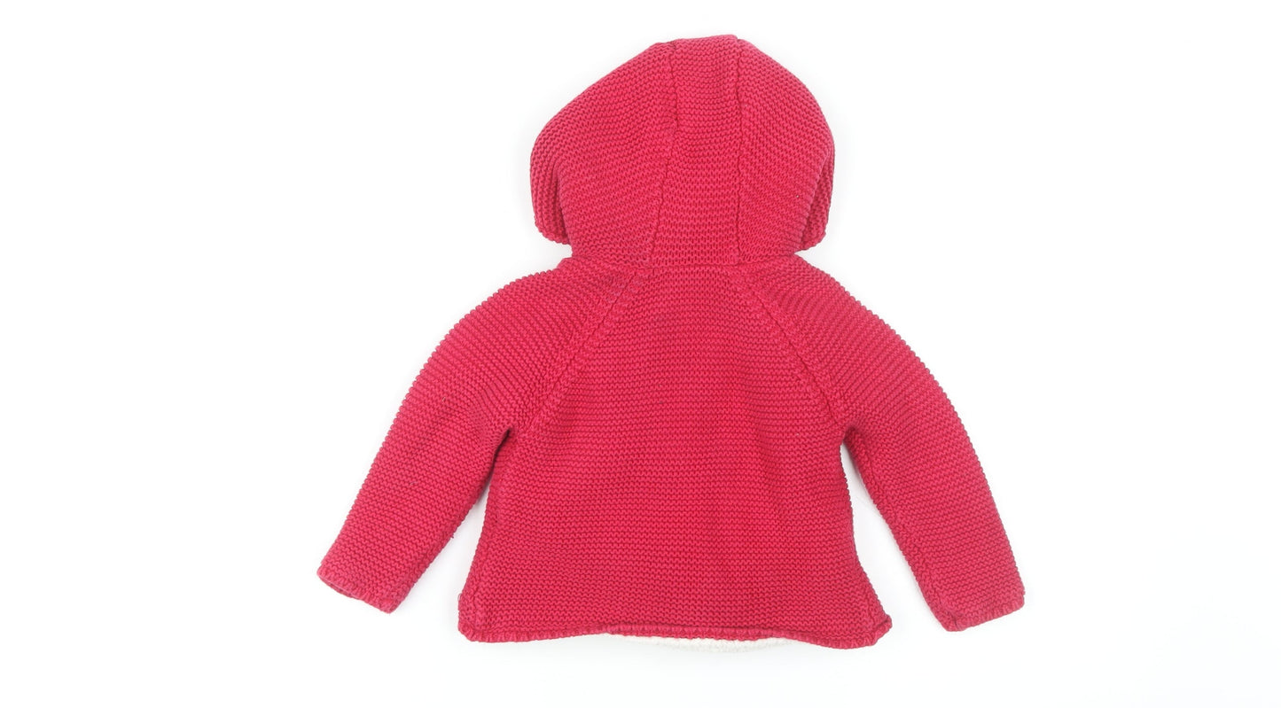 Marks and Spencer Red Cotton Hooded Coat 18-24M Unisex Winter