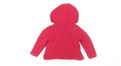 Marks and Spencer Red Cotton Hooded Coat 18-24M Unisex Winter