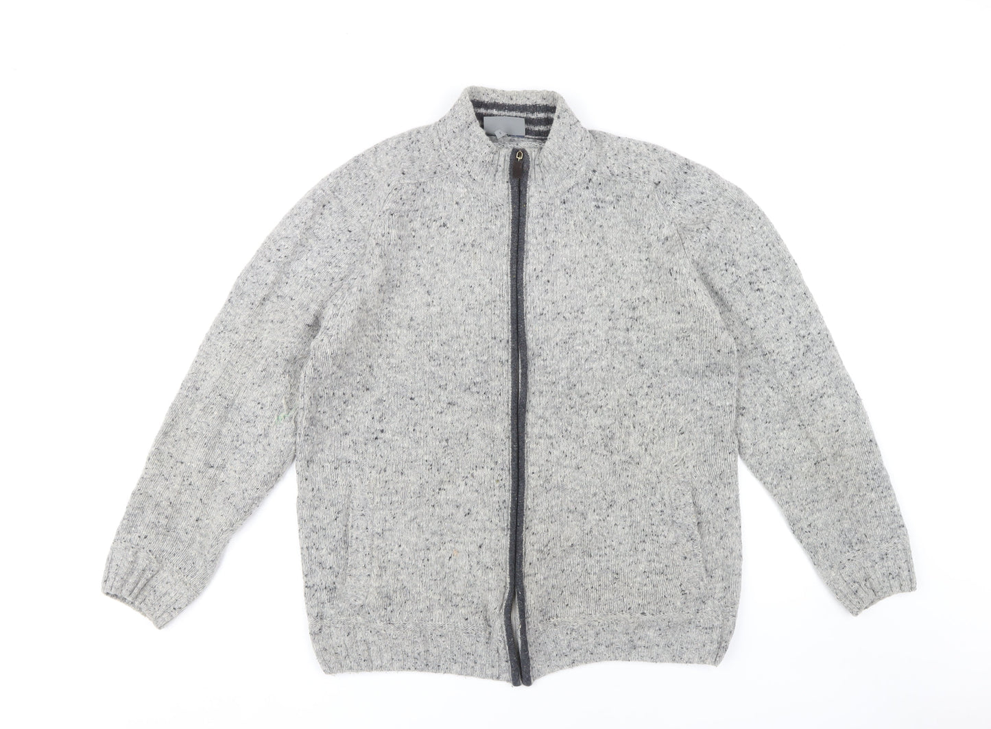 Peter Gribby Men's Grey Full Zip Wool Jumper M