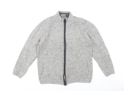 Peter Gribby Men's Grey Full Zip Wool Jumper M