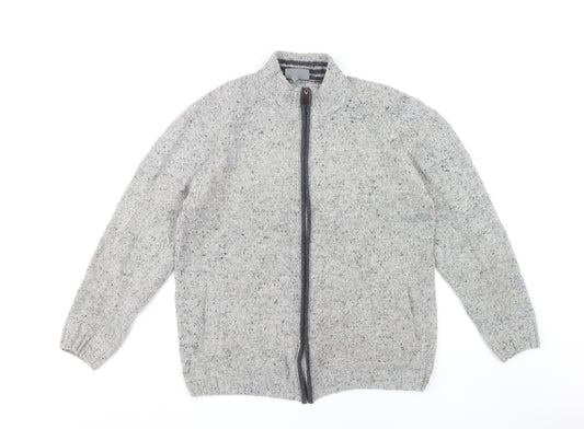 Peter Gribby Men's Grey Full Zip Wool Jumper M