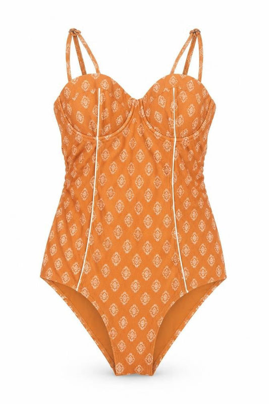 2Chillies Women’s Orange Floral One Piece Swimsuit Size 12