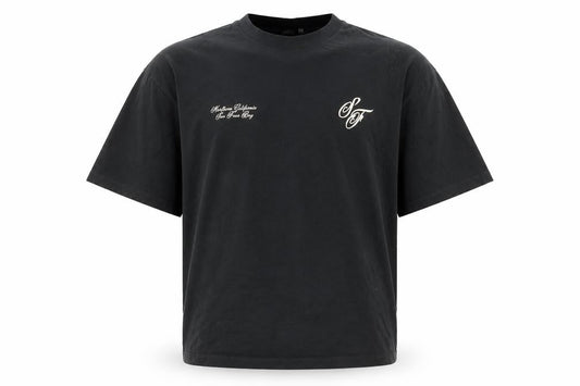 Front view of ASOS Men's Black T-Shirt, L, Short Sleeve, Cotton