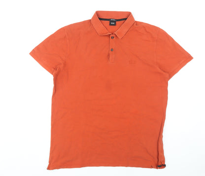 Hugo Boss Mens Orange Polo Shirt XXL Short Sleeve Cotton