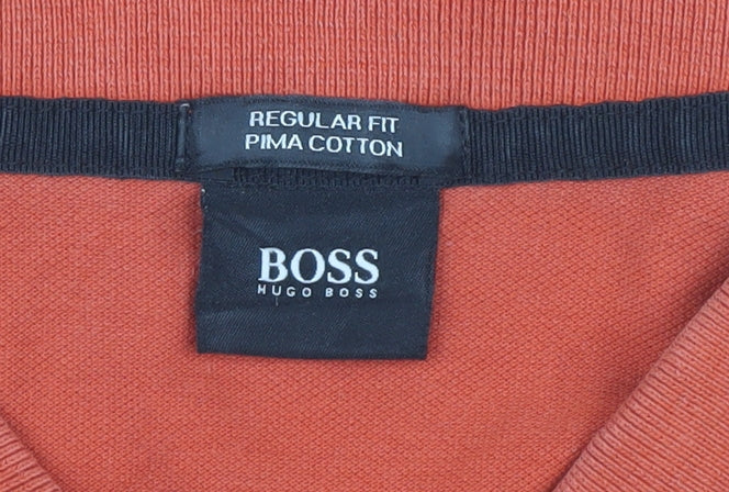 Hugo Boss Mens Orange Polo Shirt XXL Short Sleeve Cotton