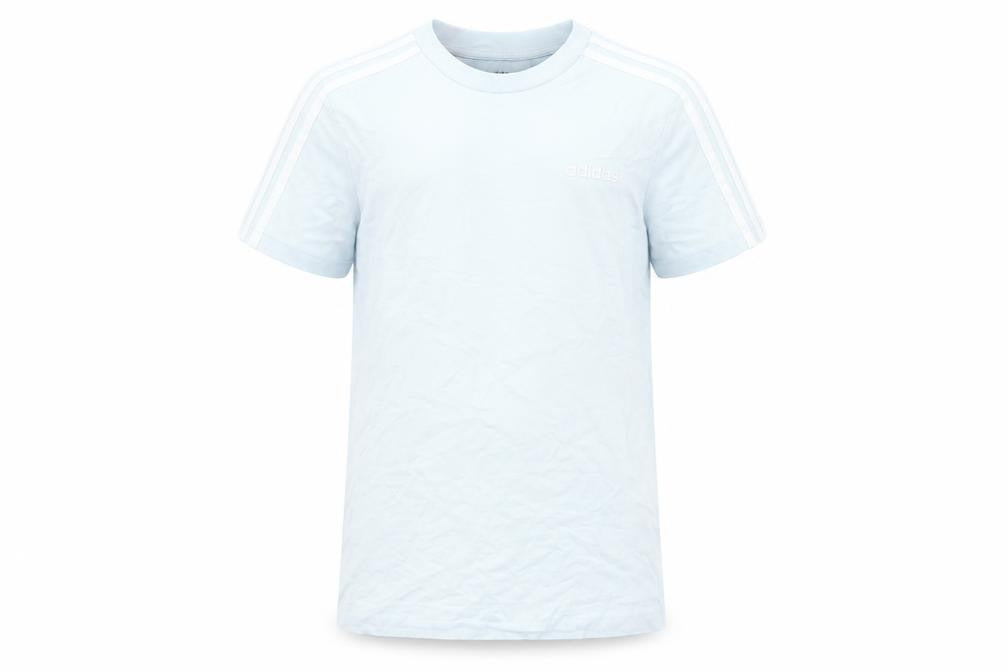 Front view of Adidas boys’ white t-shirt, size 11-12, casual basic tee
