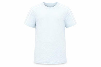 Front view of Adidas boys’ white t-shirt, size 11-12, casual basic tee