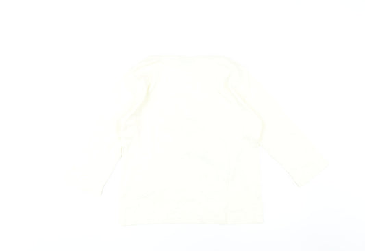 EWM Women's White Floral Embroidered T-Shirt, Size 14-16