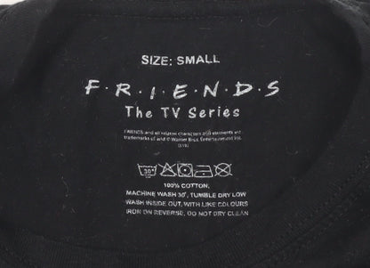 Unisex Adults UK Size S FRIENDS Black  T-Shirt