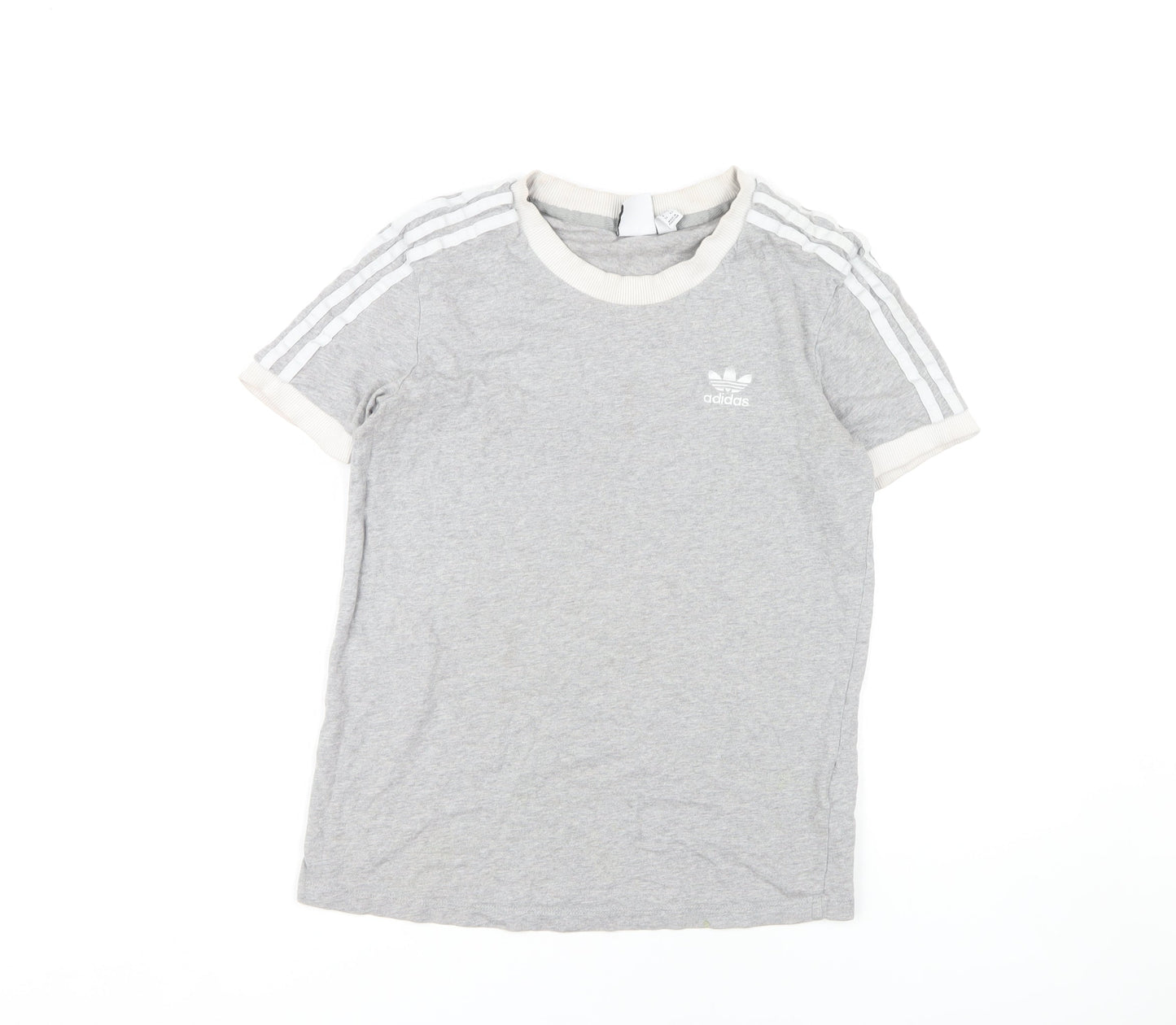 Womens UK Size 10 adidas Grey Ringer T-Shirt