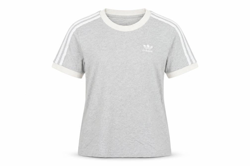 Womens UK Size 10 adidas Grey Ringer T-Shirt