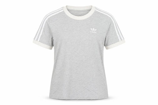 Womens UK Size 10 adidas Grey Ringer T-Shirt