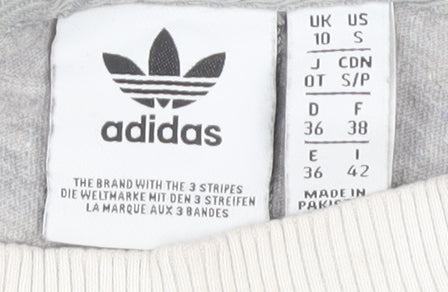 Womens UK Size 10 adidas Grey Ringer T-Shirt