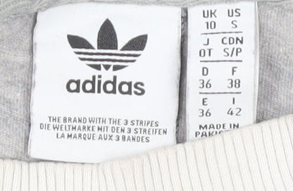 Womens UK Size 10 adidas Grey Ringer T-Shirt