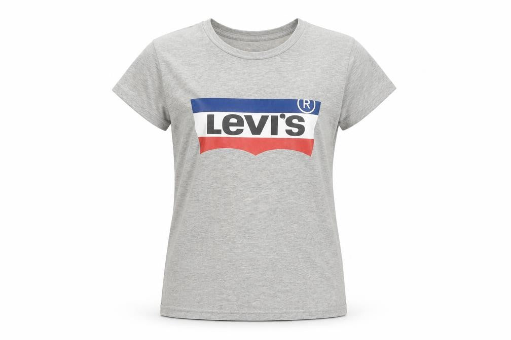 Front view of Levi's girls’ grey logo t-shirt -, size S, casual style