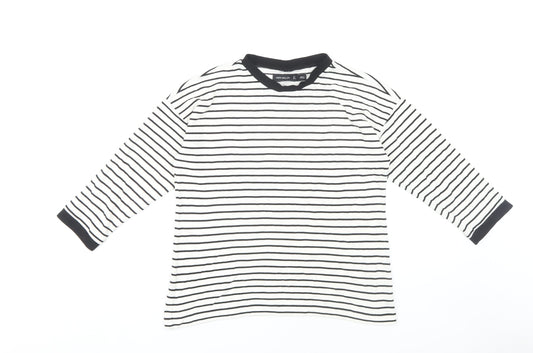 Karen Millen Women's Black/White Striped T-Shirt, Size 8, Ringer