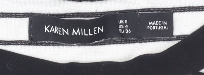 Womens UK Size 8 Karen Millen Multicoloured Ringer T-Shirt