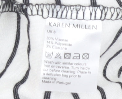 Womens UK Size 8 Karen Millen Multicoloured Ringer T-Shirt