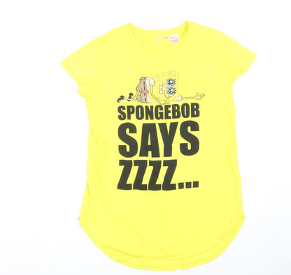 Yellow SpongeBob Short Sleeve Nightshirt, Size 12